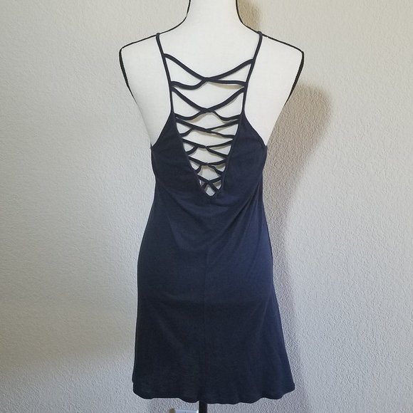 Maronie Dresses & Skirts - Juniors Dress Small Blue Swimsuit Cover Up Knit Short Sundress Mini Cutout